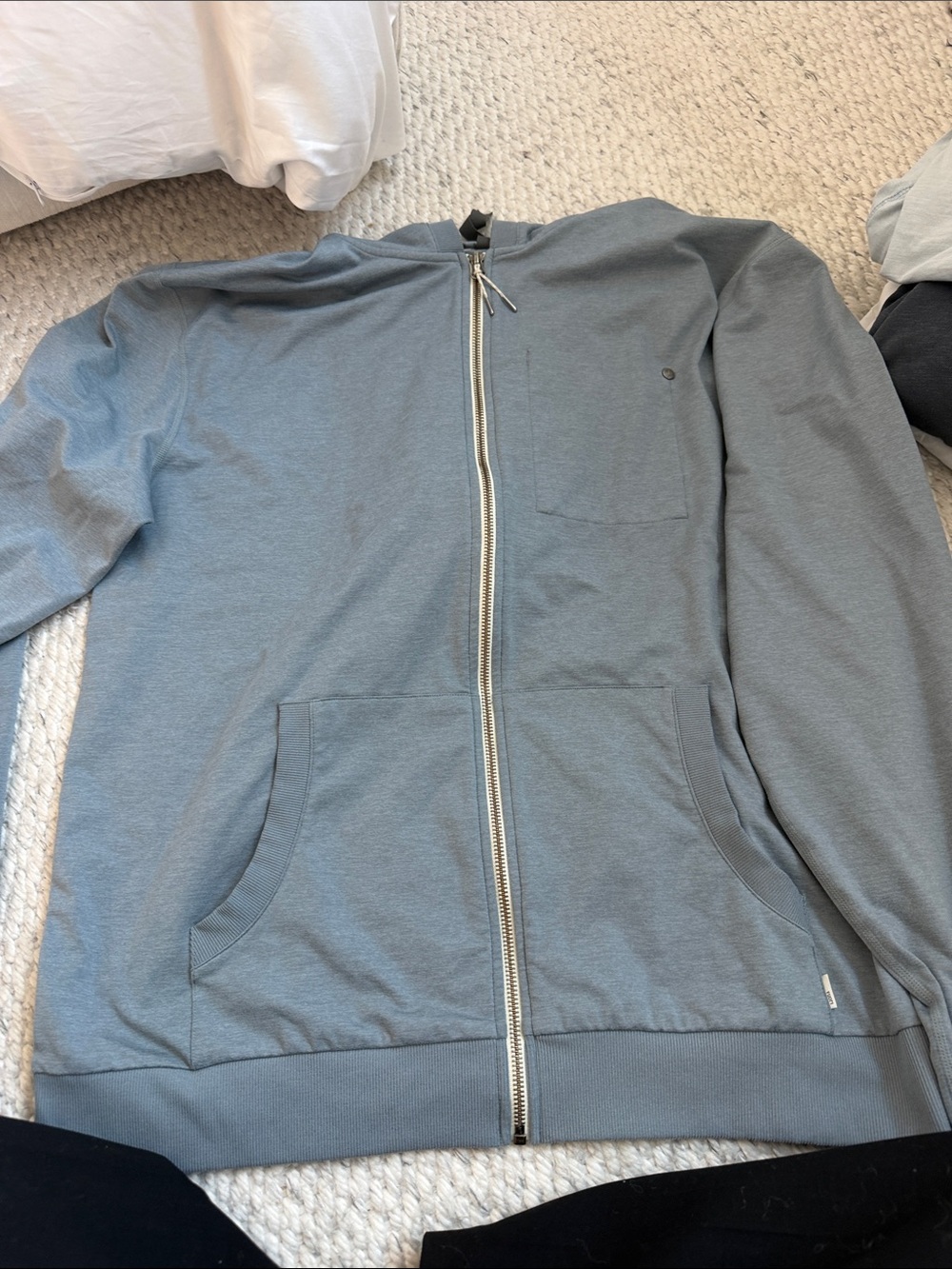 Vuori Men's Zip-Up Hoodie in Slate Blue